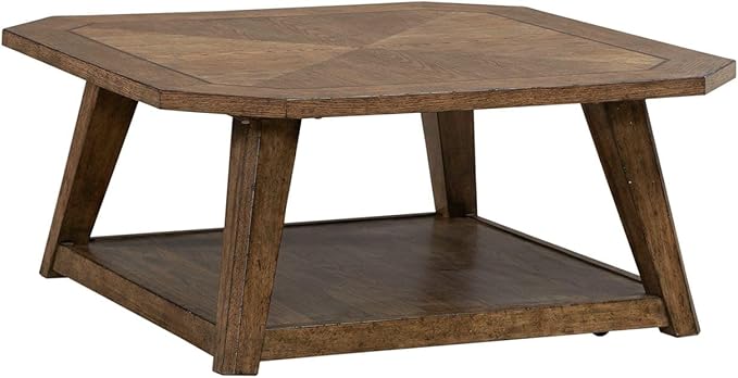 Liberty Furniture Carolina Park 3 Piece Set for Living Room - Octagonal Cocktail Table, 2 End Tables - Amber Brown Oak