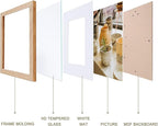 KTKDE 8x10 photo frames, MDF wrapped wood grain paper photo frames with 5x7 pads or 8x10 without pads, tempered glass, 8 × 10 gallery wall installation or desktop home ideal gift