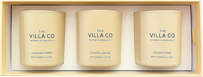 3 Candle Luxe Box Gift Set | Ocean Stone | Lavender Ember | Coastal Santal | 3.5oz Each | Poured in The USA |