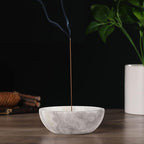 Koville African Natural Marble Incense Holder, 5inch Incense Holders for Sticks, Sturdy Incense Burner Ideal for Meditation and Relaxing, Easy to Clean(Grigio Fantasy)