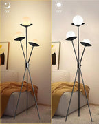3 Globe Dimmable Tripod Floor Lamp, Mid Century Floor Lamps with 3Pcs 3000K Bulbs Included, Modern Standing Tall Lamp for Living Room Bedroom Office-Black