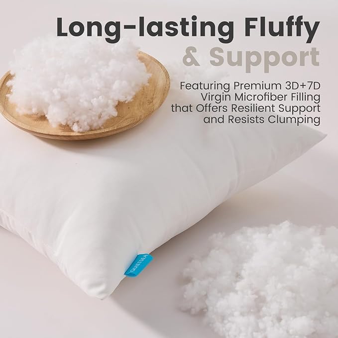 QUIETSEA 12x20 Pillow Inserts, Pack of 2 Lumbar Throw Pillow Inserts, Fluffy and Soft Rectangle Decorative Pillows for Bed, Couch and Sofa