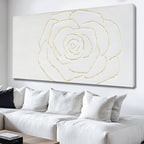 NBAODAN Minimalist Wall Decor Abstract Canvas Art Modern Artwork Living Room Wall Decorations White and Gold Art Flowers Picture 29x58 Inch