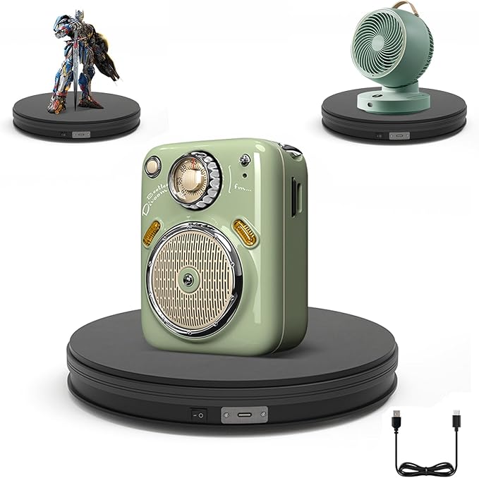 Turner Cup Display Stand,Rotating Display Stand Easy to Switch Direction, Spinning Platform , 360 Degree Motorized Photography Turntable for Jewelry, Shoes Display and Shooting, Lazy Susan (BK-250MM)