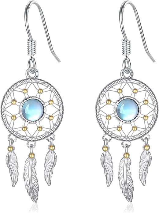 Dream Catcher Earrings for Women 925 Sterling Silver Western Earrings Dream Catcher Dangle Cowgirl Earrings Bohe Jewelry Gifts for Women