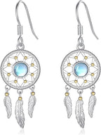 Dream Catcher Earrings for Women 925 Sterling Silver Western Earrings Dream Catcher Dangle Cowgirl Earrings Bohe Jewelry Gifts for Women