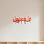 Metal Pine Tree Wall Art Decor Nature Home Decor Cedar Trees Metal Sign Wall Decorations for Living Room, Forest Decor, Nature Lover Gift (Black Red)