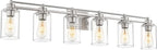 Bathroom Vanity Light Fixtures 6 Light, HWH Brushed Nickel Vanity Light Bathroom Lights Over Mirror, Wall Vanity Lights for Bathroom with Clear Glass Shade, 5HLT63B-6W BN