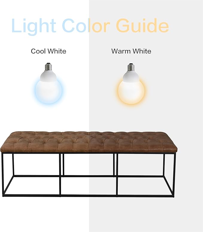 Homepop Home Decor | Large Upholstered Bench | Bench Ottoman with Storage for Living Room & Bedroom | Decorative Home Furniture (Light Brown PU Leather)