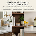 Azuna Air Freshener & Odor Eliminator for Strong Odor | 2 Room Kit Includes (2) 8 oz. Empty Luxe Glass Jars & 12 oz | Refill with Tea Tree Essential Oil Gel | Amalfi Breeze | Last 60-90 Days