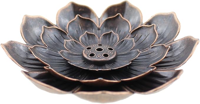 RLECS 4PCS Zinc Alloy Lotus Incense Holder 3.23 Inch Incense Ash Catcher Suitable for Living/Studies/Yoga/Tea Room