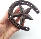 RONYOUNG Cast Iron Horseshoe with Star Wall Decor, Medium Horseshoe Durable Cast Iron for Indoor Or Outdoor
