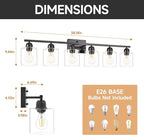 Black 6-Light Bath Vanity Lights for Mirror, Restroom Lights Fixtures with with Clear Glass Shades,Bathroom Over Sink Light Fixtures, Bathroom Light Fixtures Over Mirror