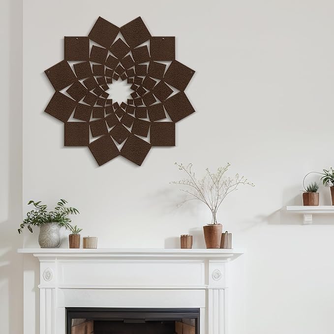 SIGNLEADER Metal Wall Art Decor Abstract Lotus Flower Minimalist Modern Abstract Wall Sculpture Hangings Home Decoration for Living Room, Bedroom, Bathroom, Kitchen, Outdoor - 18" Bronze