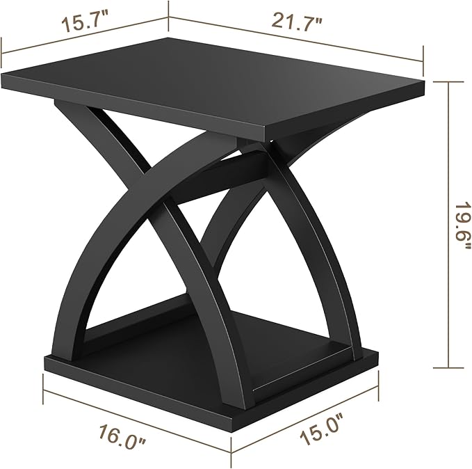 ChooChoo End Side Table Set of 2, Modern End Table with Storage Shelf, X-Design Side Table Living Room