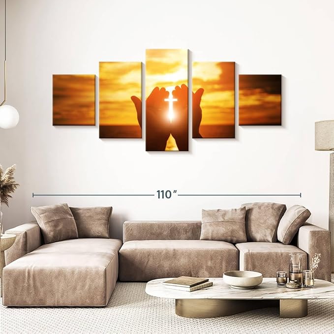 Elephant Stock Religion Wall Art Multi Piece Canvas - 5 Panel Christian Pictures Decor - Digital Design Canvas Print - Christian Wall Decor - 92" X 42"