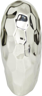 Deco 79 Porcelain Ceramic Heart Decorative Sculpture Dimensional Angled Origami Inspired Home Decor Statue, Accent Figurine 8" x 3" x 8", Silver