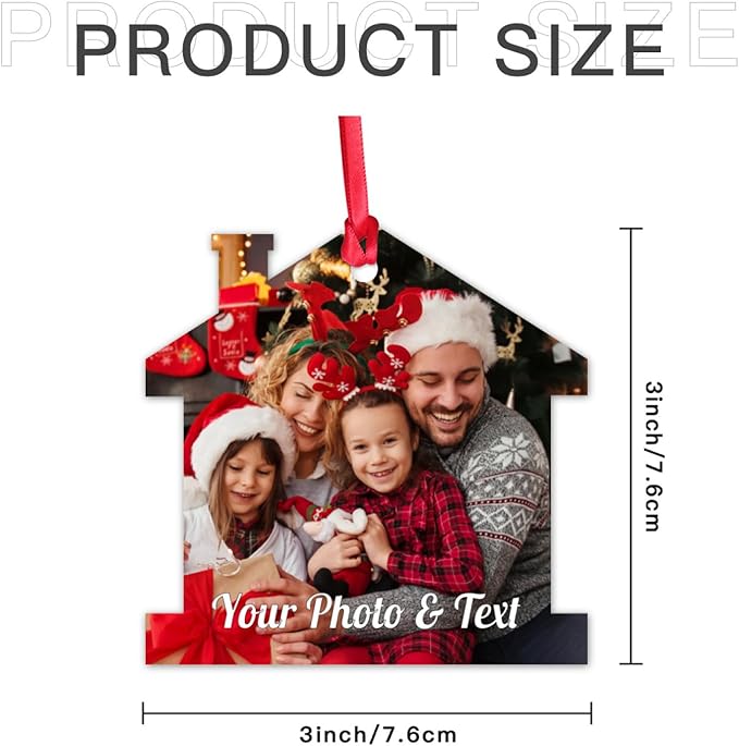 Personalized Custom Photo Ornaments for Christmas Tree - Ceramic Hanging Xmas Ornaments for Couples, Family, Wedding