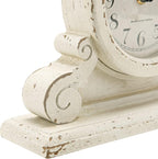 NIKKY HOME Vintage Mantel Table Clock with 2 Birds, Silent Non-Ticking Battery Operated Desk Shelf Rustic Wooden Clock for Living Room Decor - Distressed White