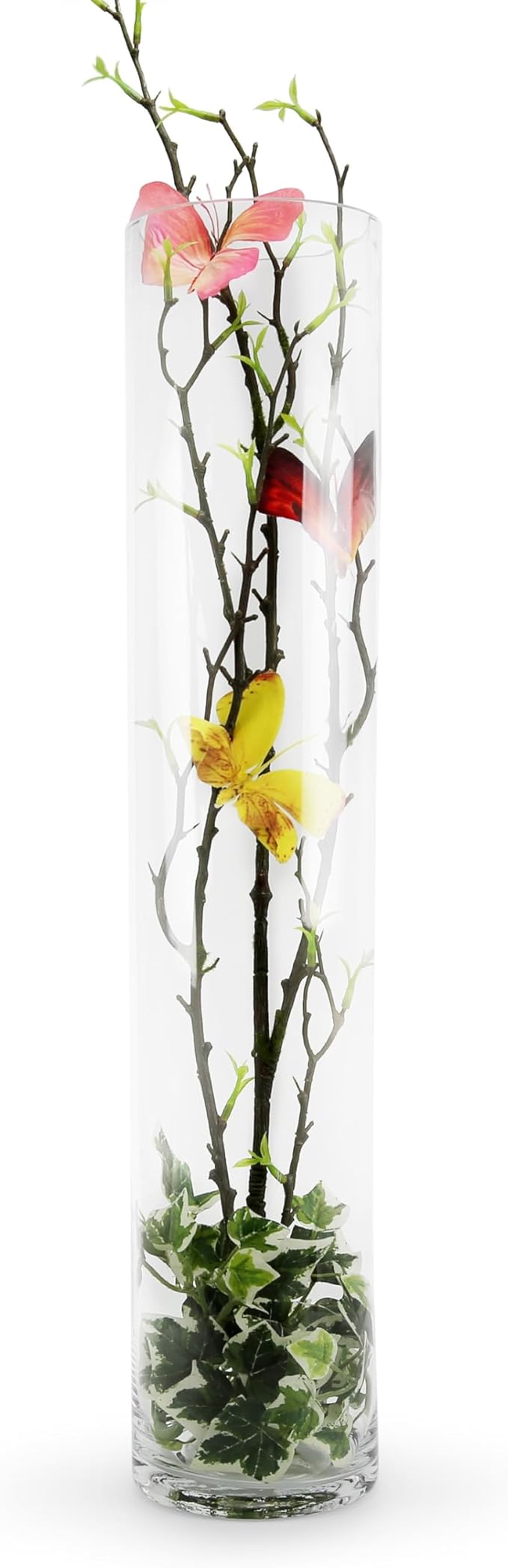 WGVI Quality Thick Weighted Tall Clear Cylinder Glass Vases, 4" W x 20" H, Flower Arrangement Floating Candle Holders Wedding Centerpieces Event Floral Container Tabletop Display Décor, 1 Piece