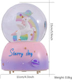 Unicorn Music Snowball, 3.94 Inch Automatic Snowfall Music Box, with LED Rainbow Snow Lights, Birthday, Christmas, Ideal Gift for Girls