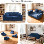 FILUXE Modular Sectional Sofa, Modern Modular Sofa Couch with Deep Seat，Comfy Cloud Couch, Sectional Couches for Living Room, Bedroom and Apartment，2-Seater，Navy Blue