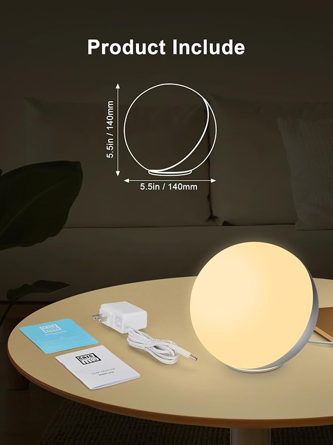 EASEMO Table Lamp Ambient Lighting for Bedroom, Bedside Lamp, LED Touch Lamp with Charger, Desk Lamp Dimmable Bedside Nightstand Night Lamp with RGB Multicolor for Kids Room (Red, Green, Blue)