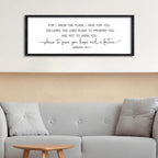 Surfapans Jeremiah 29 11 Scripture Wall Art 32"x12" Motivational Bible Verse For I Know The Plans I Have For You Sign Large Christian Home Blessing Religious Inspirational Quote Office Hanging (Black)