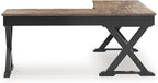 Signature Design by Ashley Wildenauer Casual 3-Drawer Home Office Desk and Return with Drop-Down Keyboard Tray and Cord Management, L-Shaped Desk, Wood, Mango Wood Veneer, Light Brown & Black