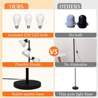 63" Modern 3-Head Adjustable Floor Lamp, Standing Lamp with Glass Shades for Living Room, Bedroom & Office,3x9W E26 LED Bulbs Included, Weighted Base