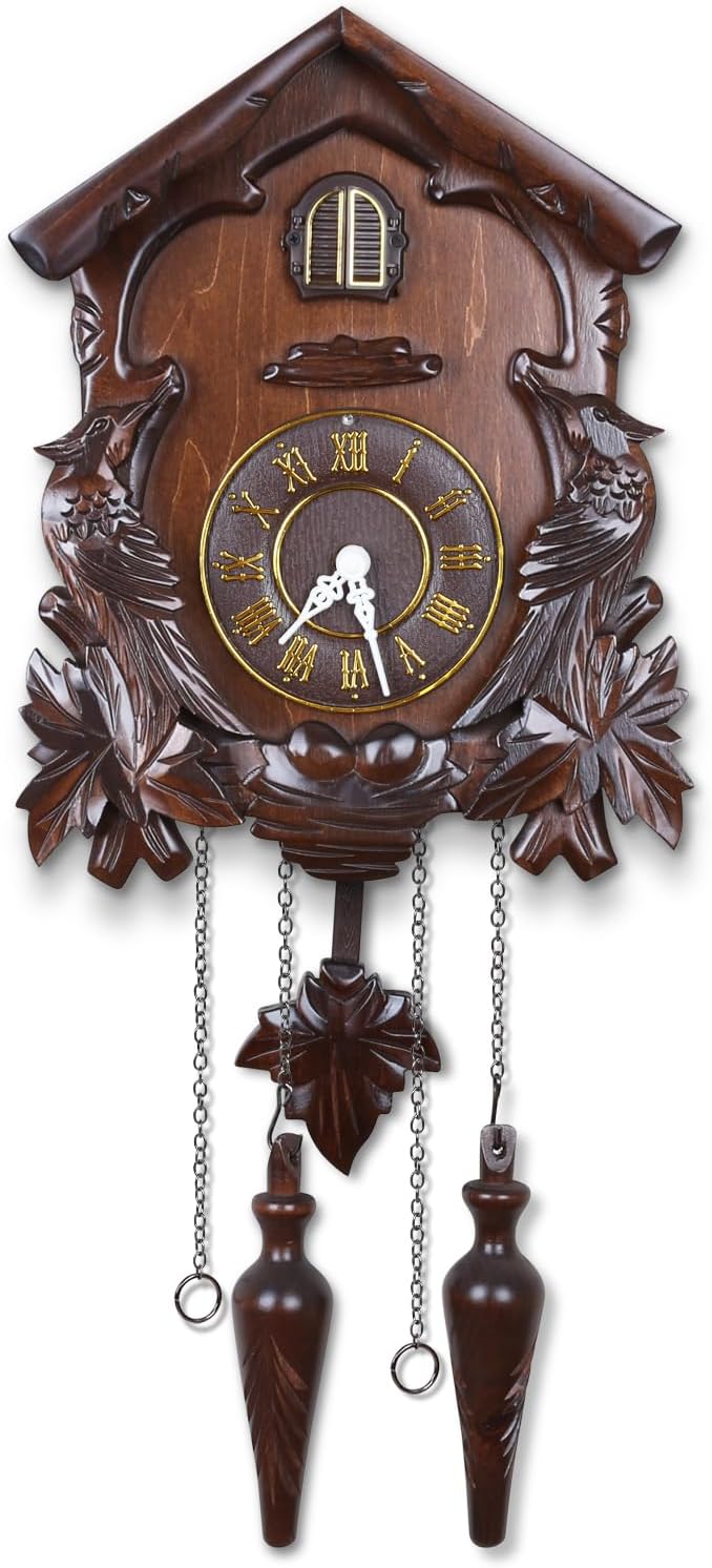 Kendal Cuckoo Clock Large Vintage Wall Clock Handcrafted Wood Cuckoo Clock House Home Decor with Singing Bird & Birds Live in Tree Houses Decoration MX222