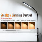 Clamp Lamp, Ultra Bright Clip on Light, CRI>95,18W, 3000 LMS, 3 Color Modes, Soft Touch Control with Timer, Eye-Caring Task Lamp with Remote for Reading, Home, Office (Adapter Included)