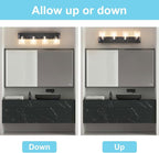 Vanity Light Fixture,4-Light Vanity Light for Bathroom,Matte Black Bathroom Vanity Lighting Over Mirror with Square Clear Glass Shade for Restroom