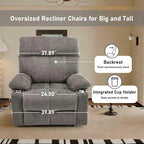 Oversized Recliner Electric Lift Chair, Power Lift Recliner for Big and Tall, 180° Lay-Flat and Assisted Standing, Extra Large Sofa with 8-Point Massage & Heating, Medium-Soft, Gray
