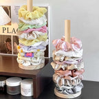 Scrunchie Holder Hair Accessories Organizer Stand Wood Hair Tie Holder Organizer Storage Display Jewelry Scrunchy for Women Girls Bedroom Bathroom Decor