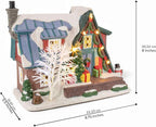 Country Log Cabin Porcelain Christmas Village with LED Lights