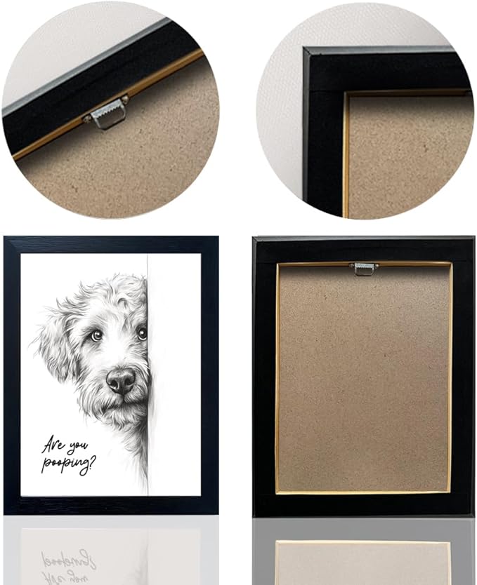 Gongyuanyihao Arts Funny Dog Bathroom Wall Art with Black Frame, Are You Pooping Sign for Farmhouse Restroom Decor, Rustic Humorous Canvas Print Painting Ready to Hang 12"x16"