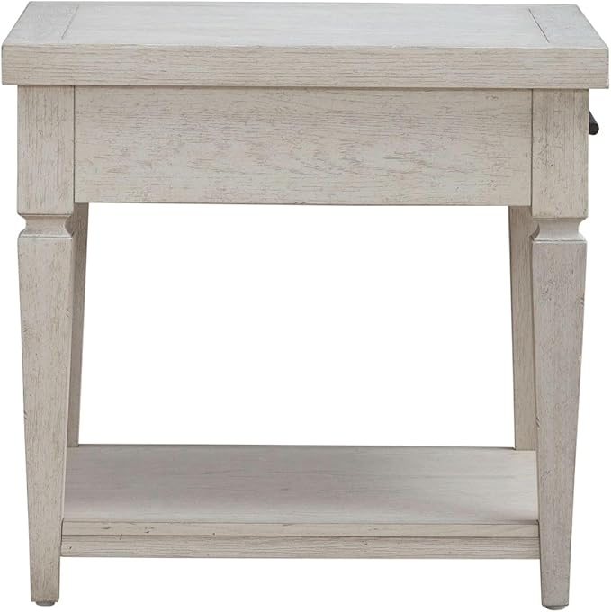 Liberty Furniture Caruso Heights Drawer End Table for Living Room - Whitestone Oak Wood
