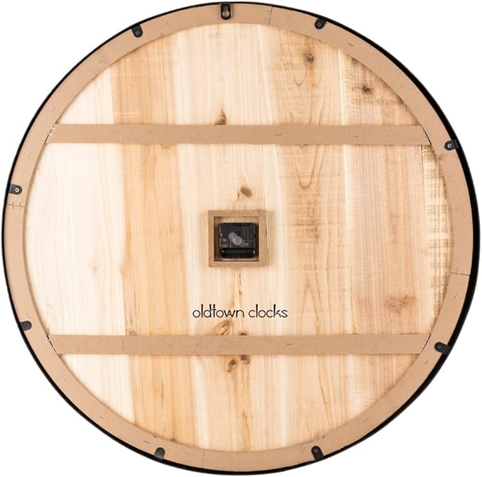 Oldtown Farmhouse Metal & Solid Wood Noiseless Wall Clock (Wood, 36-inch)