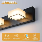 Megastar Rechargeable Battery Operated Vanity Light, Remote Control, 3CCT, 60W Equivalent Acrylic Matte Black Bathroom Vanity Lights Over Mirror, 3 Lights,Non-Hardwired/Power Outage,21.6Inch