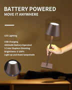 KDG 2 Pack Cordless Table Lamp,Portable LED Desk Lamp, 4000mAh Battery Operated, 3 Color Stepless Dimming Up, for Restaurant/Bedroom/Bars/Outdoor Party/Camping/Coffee Shop Night Light(Brown)
