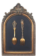 S-MANTIS Vintage Wall Sculpture,Antique Pediment,Hallway Wall Art, Hand Painted Wall Decoration With Embossed Intricate Spoon and Fork Design, Arched Aesthetic Room Décor, Gallery, Unique Gift