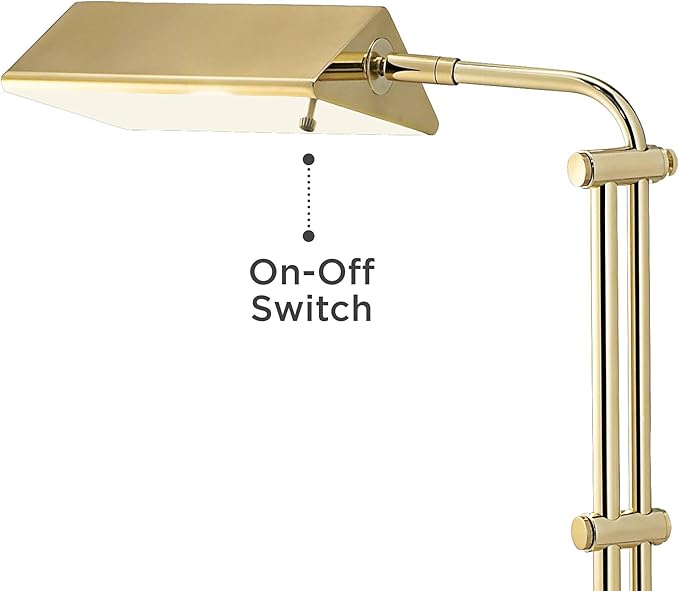 Regency Hill Tony Traditional Farmhouse Adjustable Pharmacy Light Floor Lamp Standing 54" Tall Gleaming Brass Gold Metal Rotating Head Decor for Living Room Reading House Bedroom Family Home