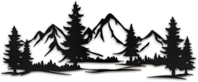 SIGNLEADER Metal Wall Art Decor Mountain Pine trees Modern Abstract Wall Sculpture Hangings Home Decoration for Living Room, Bedroom, Bathroom, Kitchen, Outdoor - 30" Black