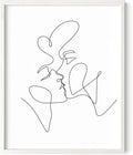 Minimalist Couple Art Wall Art Print Couple Kiss Abstract Line Drawing, Gallery Quality 8"x10" White Framed, Abstract Love Aesthetic Decor Bedroom Living Room
