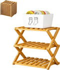 Upgraded The 9-Tier No-Assembly Bamboo Shoe Rack (3–9 Tier), Folding Bamboo Shoe Storage Rack with Zero Assembly Required and Space-Saving Design for Entryway Closet Apartment (Nature, 3 Tier)