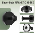 Neosmuk Magnetic Coat Hook,130lb+ Strong Extra Heavy Duty Magnet Hooks,Magnetic Wreath Hanger/Holder for Metal Doors,Purse,Towel,Stocking,Cruise Cabin,Black,4 Pack