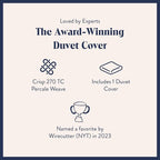 Brooklinen Luxury Percale Duvet Cover – 100% Cotton, Cool, Crisp, Extra-Long Corner Ties, Button Closure, Soft & Breathable – Machine Washable, Duvet Cover King/California King Bed Sizes (Sky)