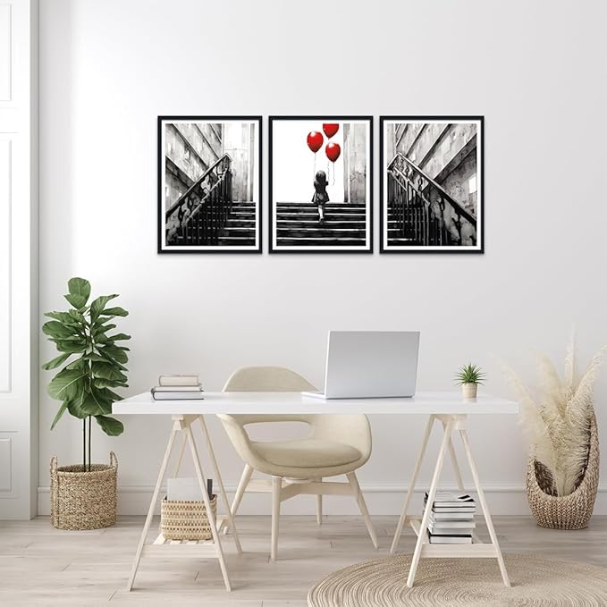 Novatique Black and White Art Graffiti Wall Decor Banksy Canvas Wall Art Teenager Graffiti Art Painting Picture Prints for Living Room Bedroom,12" x 16" x 3Pcs