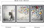 Novatique Banksy Canvas Wall Art Pop Art Wall Decor Banksy Butterfly Art Canvas Print Graffiti Picture Poster for Living Room Bedroom,12" x 16" x 3Pcs